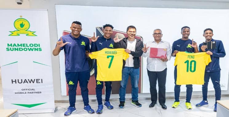 Huawei with Sundowns players